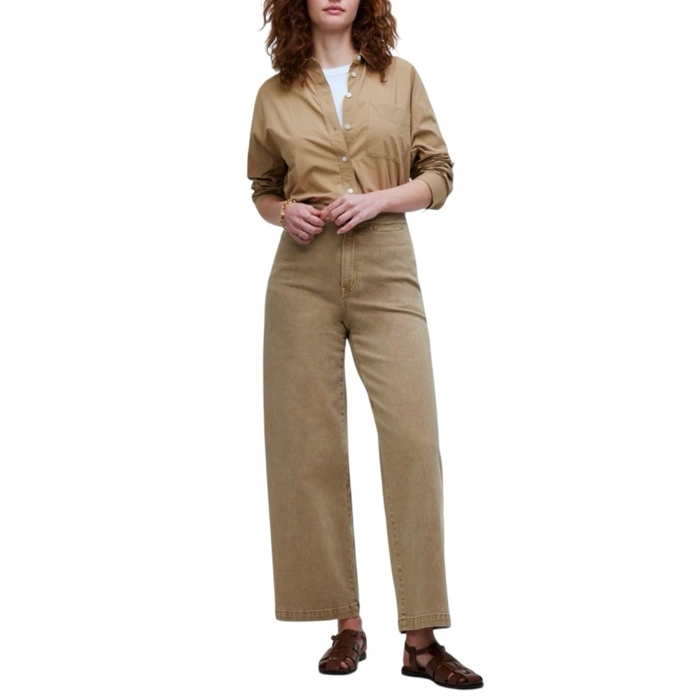 Madewell High-Rise Cropped Wide-Leg Pants in Tan
